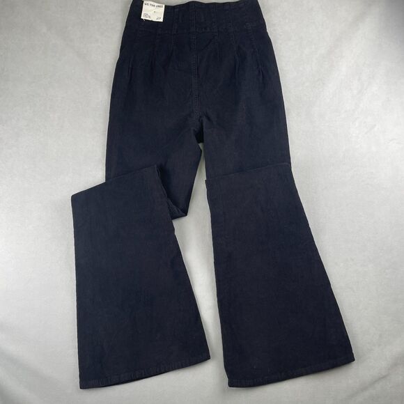 We The Free Pants Womens 27 Black Jayde High Rise Flare Corduroy Retro Boho New - Picture 3 of 8